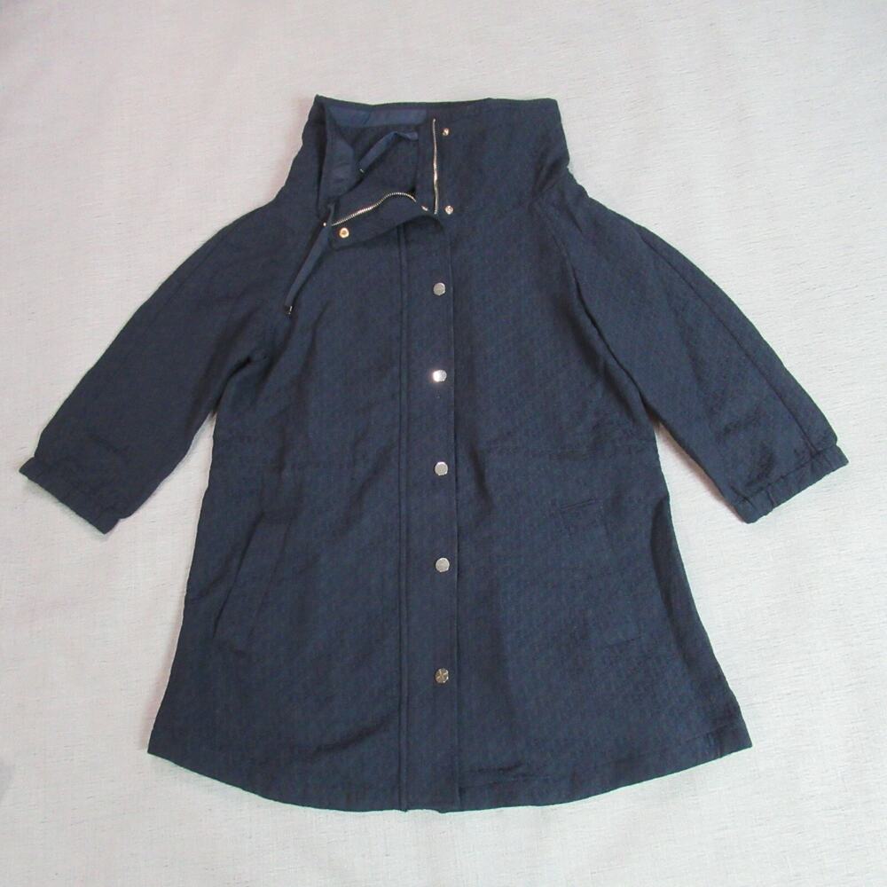 Sfera Jacket Womens Size Small Blue Textured Coat Mock Neck Nautical Preppy Work